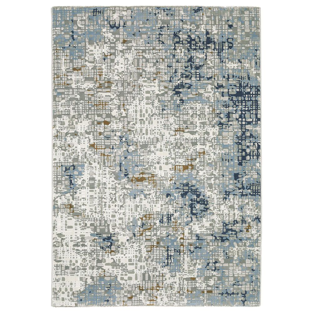 Oriental Weavers Easton Bold Abstract 2"3" x 7"6" Blue Runner, , large