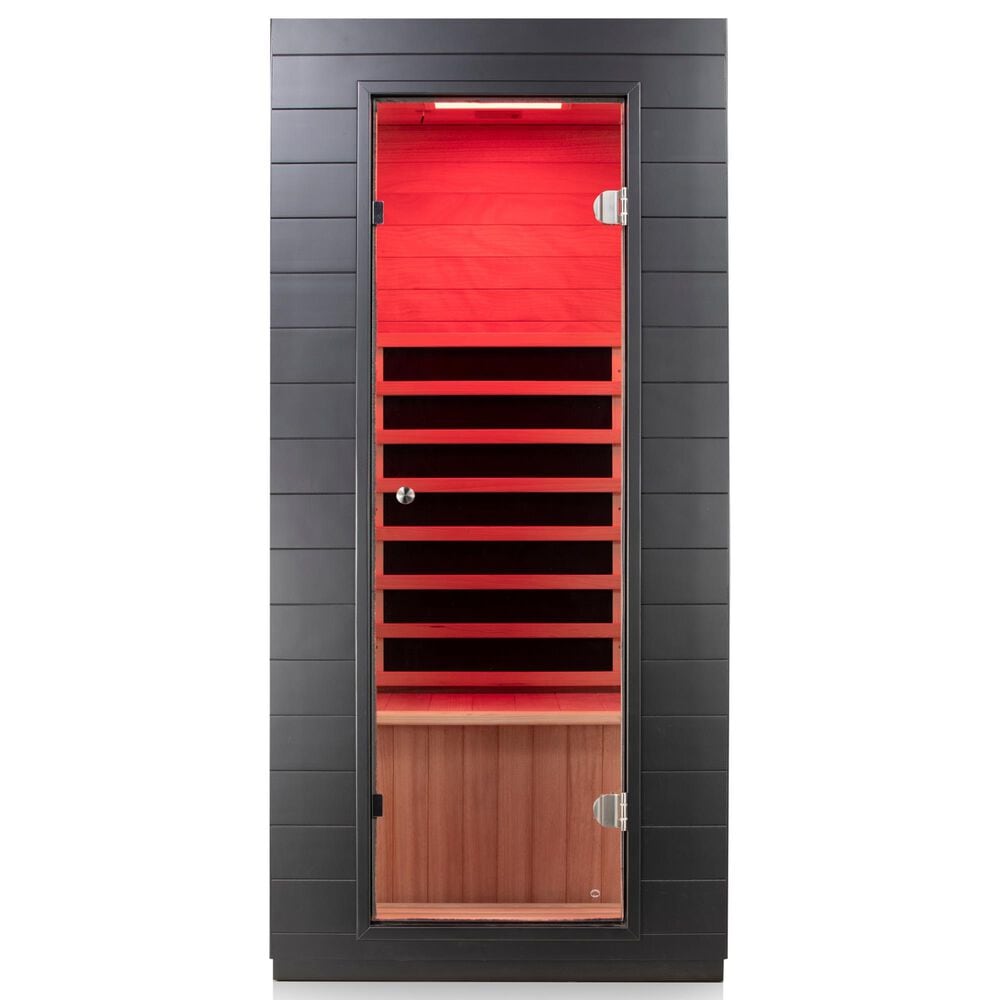 EZlife 1-Person Low EMF Infrared Solo Sauna with Red Light in Charcoal Gray, , large