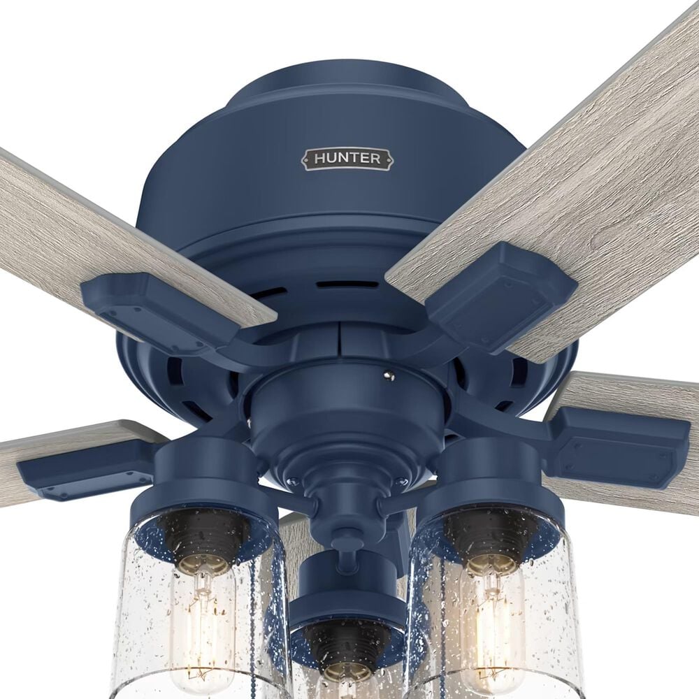 Hunter Hartland Low Profile 44&quot; Ceiling Fan with LED Lights in Indigo Blue, , large