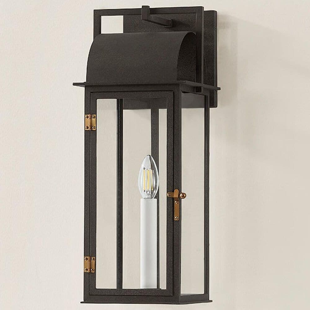 Troy Lighting Bohen 8" 1-Light Exterior Wall Sconce in French Iron and Patina Brass, , large