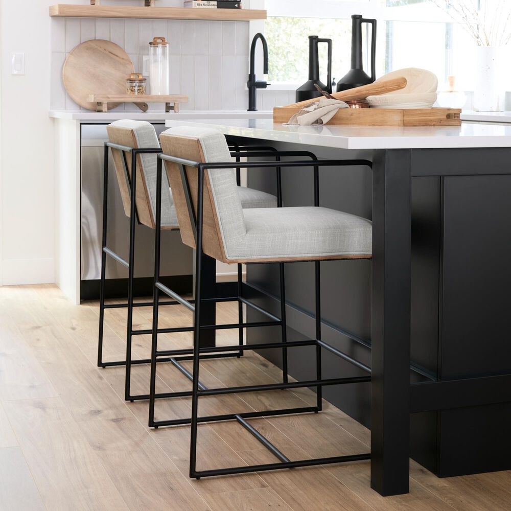 Mercana Stamford Counter Stool with Beige Cushion in Black | Shop NFM 
