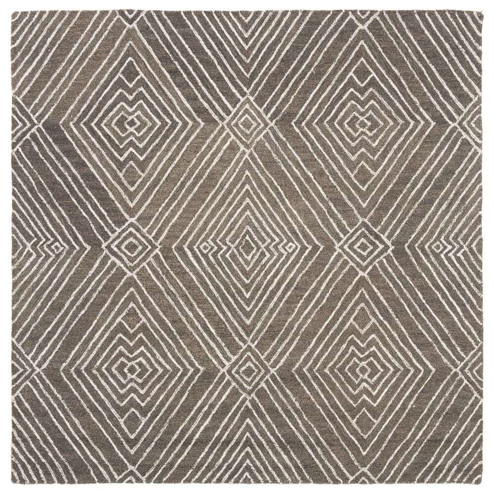 Safavieh Micro-Loop 5" Square Dark Grey and Ivory Area Rug, , large
