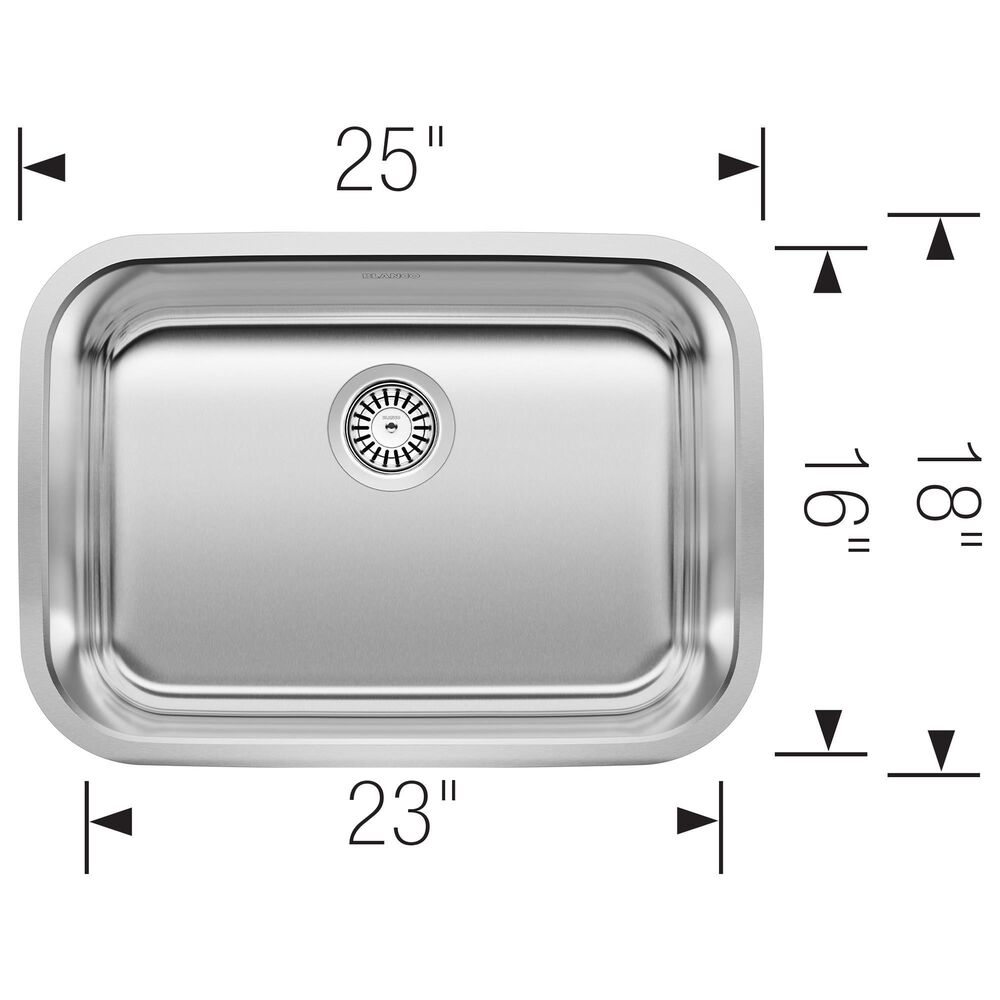 Blanco Stellar 25&quot; Medium Single Bowl Kitchen Sink in Refined Brushed, , large