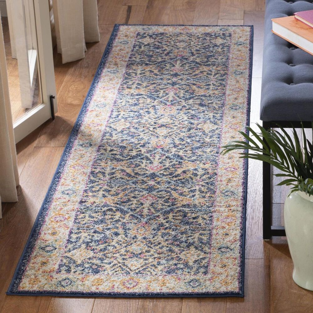 Safavieh Madison MAD612D 2&#39;3&quot; x 12&#39; Navy and Creme Runner, , large