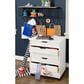Linon Home Decor Cary 6-Drawer Wide Rolling Cart in White Wash, , large