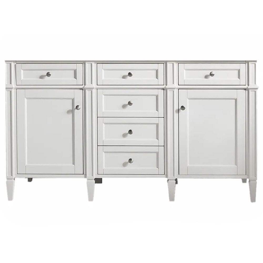 James Martin Vanities Brittany 60&quot; Double Bathroom Vanity in Bright White with 3 cm Eternal Marfil Quartz Top, , large