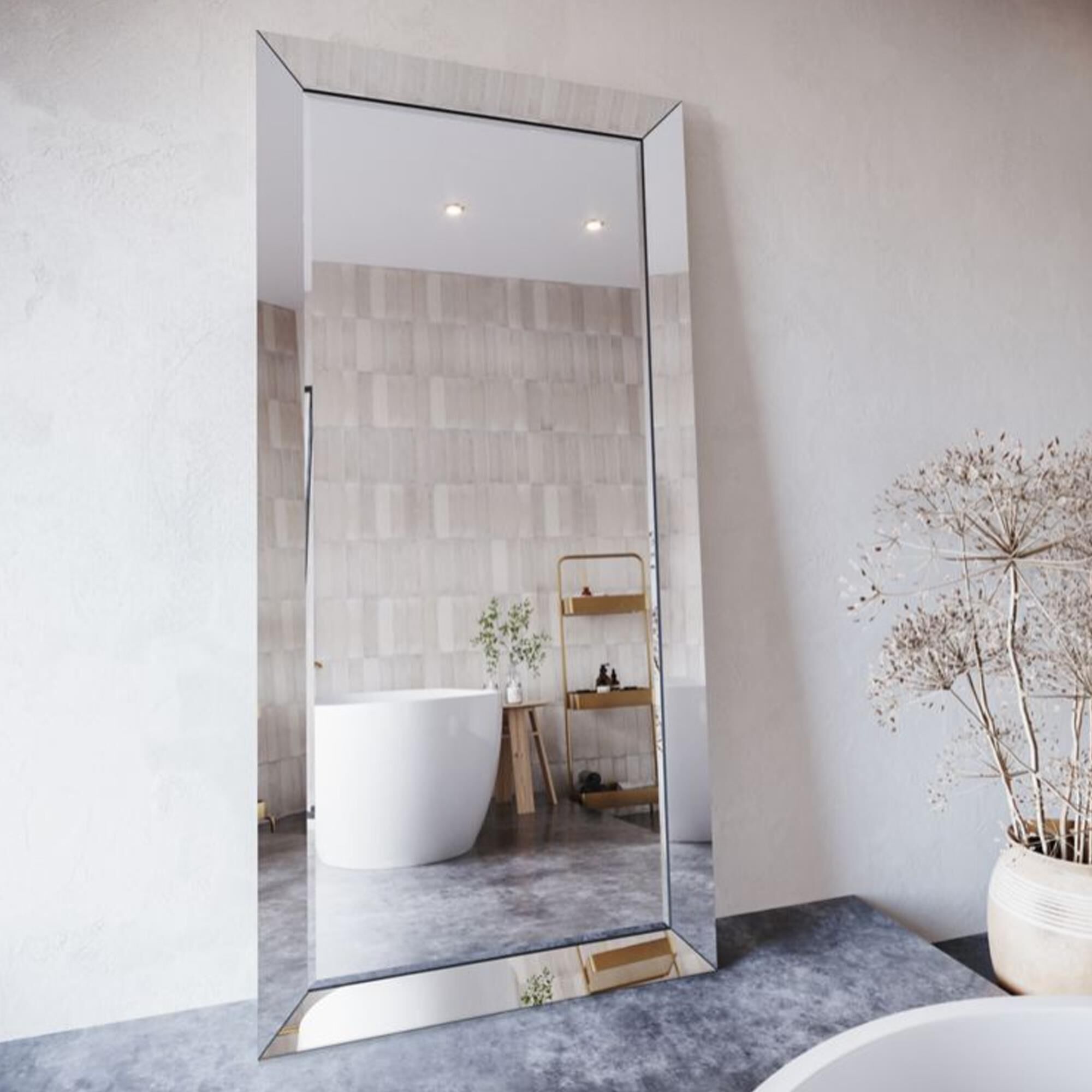 Floor silver best sale mirror