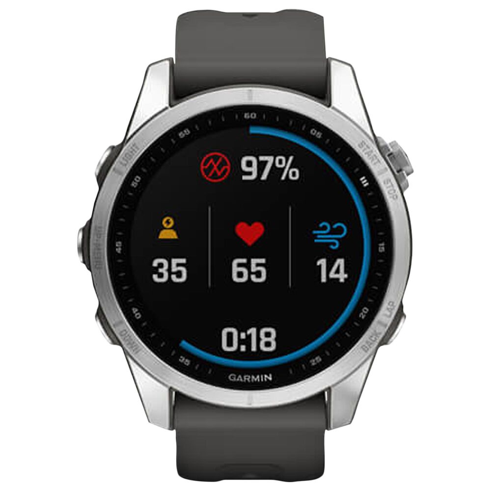 Garmin Fenix 7S Standard Edition Smartwatch in Silver with Graphite Band, , large