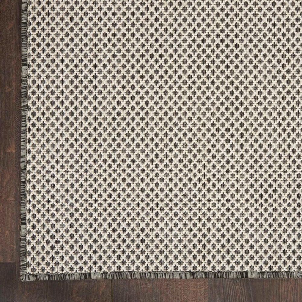 Nourison Courtyard Ivory and Charcoal 8&#39; Square Indoor/Outdoor Area Rug, , large