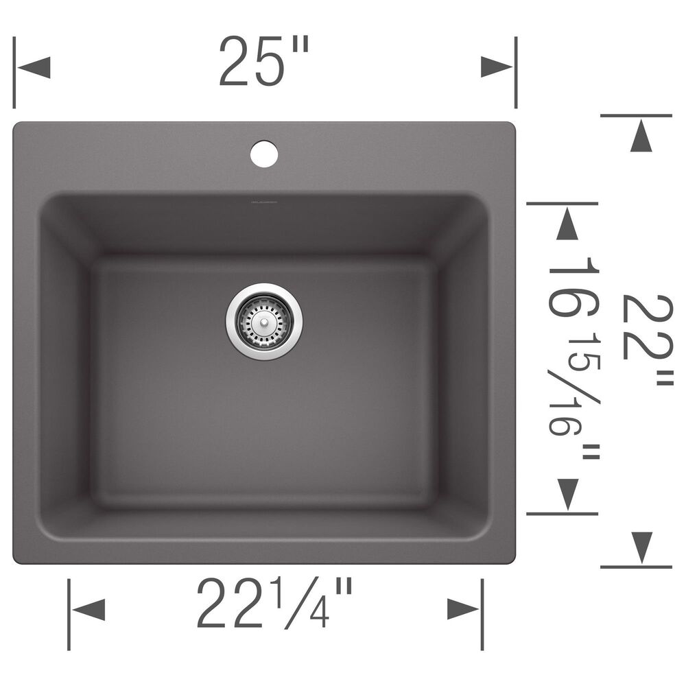 Blanco Liven 25&quot; Dual Mount Laundry Sink in Cinder, , large