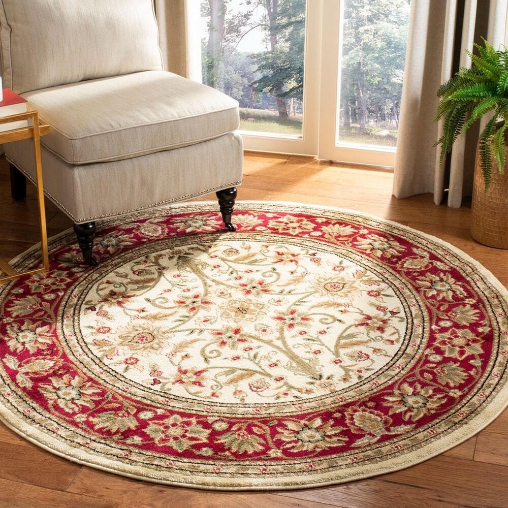 Safavieh Lyndhurst LNH212K 8&#39; Round Ivory and Red Area Rug, , large
