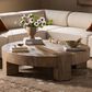 Four Hands Abaso Round Coffee Table in Rustic Wormwood Oak, , large