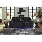 Ashley Forest Lake Power Reclining Sofa with Adjustable Headrest in Black Velvet, , large