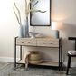 Splendor Living Irvington Faux Shagreen 2-Drawer Console Table in Taupe and Black, , large