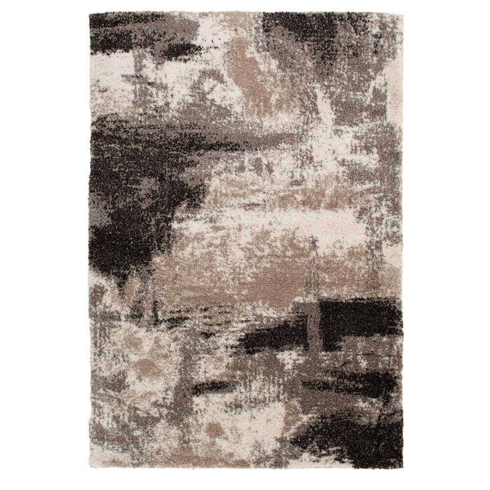 Central Oriental Tulsa Brunsville 5" x 7"3" White Sand and Armor Grey Area Rug, , large
