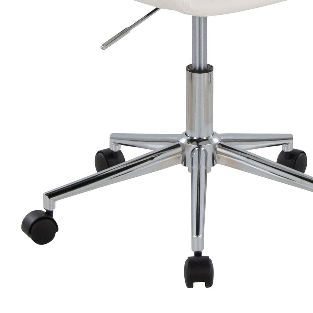 LumiSource Margarite Swivel Task Chair with White Faux Leather Cushion in Chrome, , large