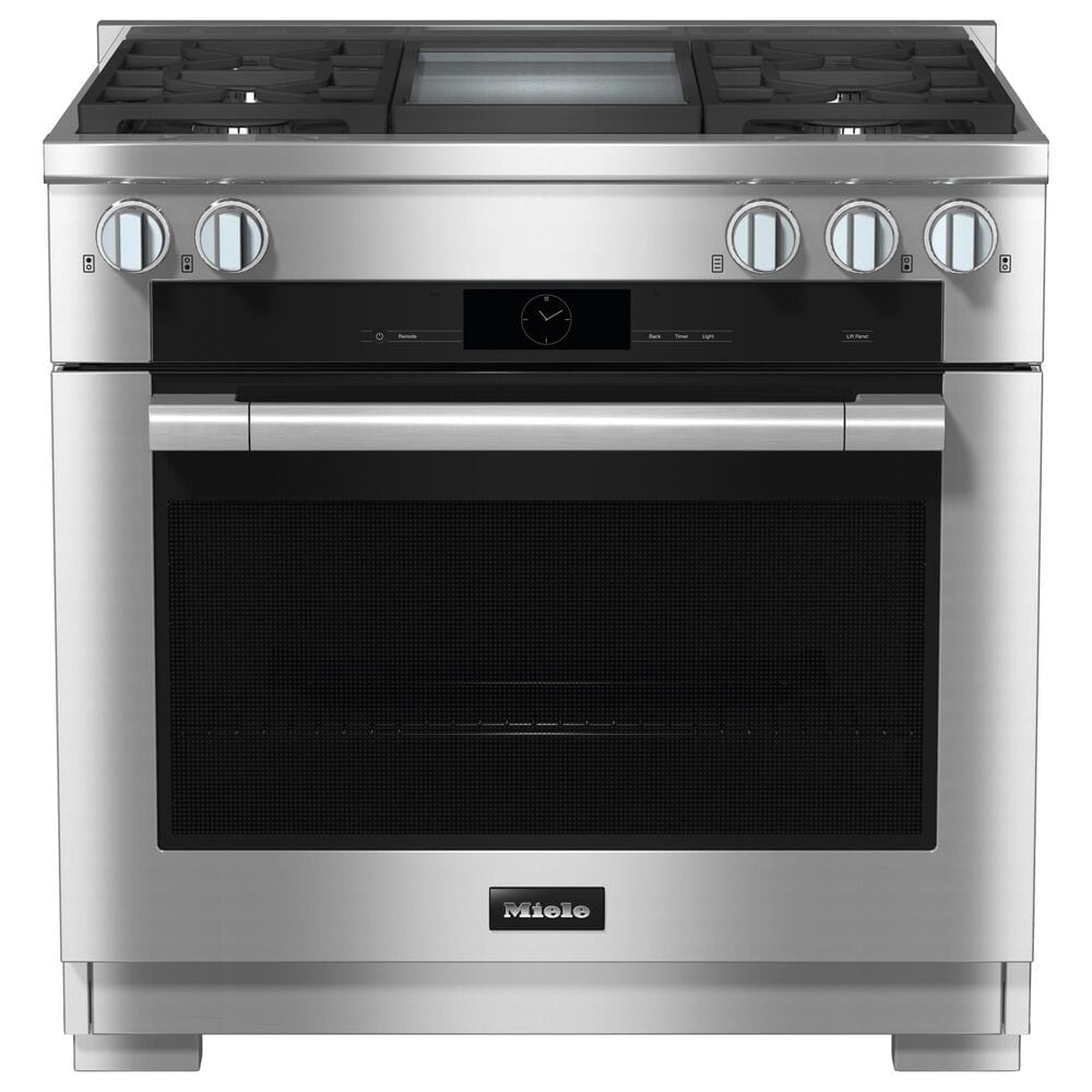 Miele 36" Freestanding Natural Gas Dual Fuel Range with Broil-Griddle Cover in Stainless Steel and Black, , large