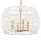 Golden Lighting Ellie 4-Light Chandelier with Bleached White Raphia Rope Shade in Modern Brushed Gold, , large