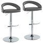 LumiSource Grotto Swivel Adjustable Bar Stool with Grey Faux Leather Upholstery in Chrome (Set of 2), , large