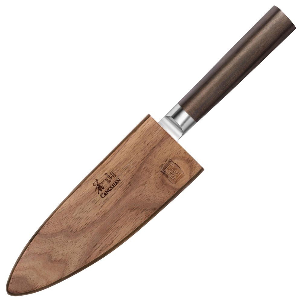 Cangshan Haku 6&quot; Chef&#39;s Knife with Sheath in Dark Brown and Silver, , large