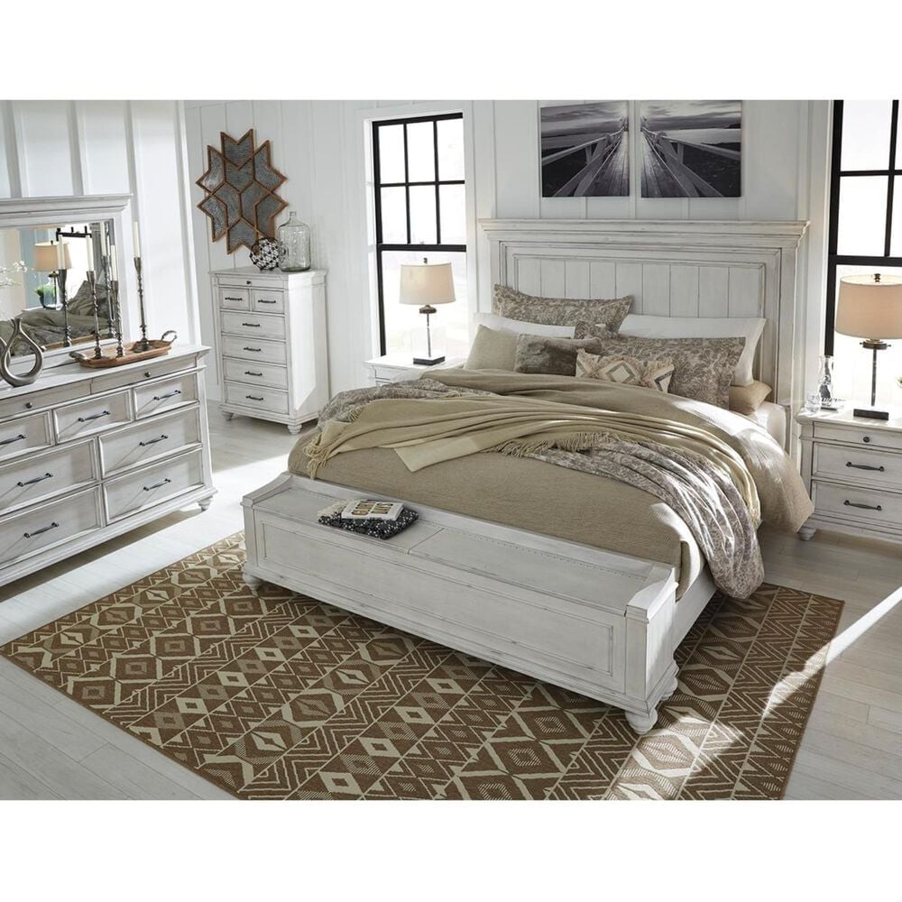 Ashley Kanwyn Queen Storage Bed in Distressed Whitewash, , large