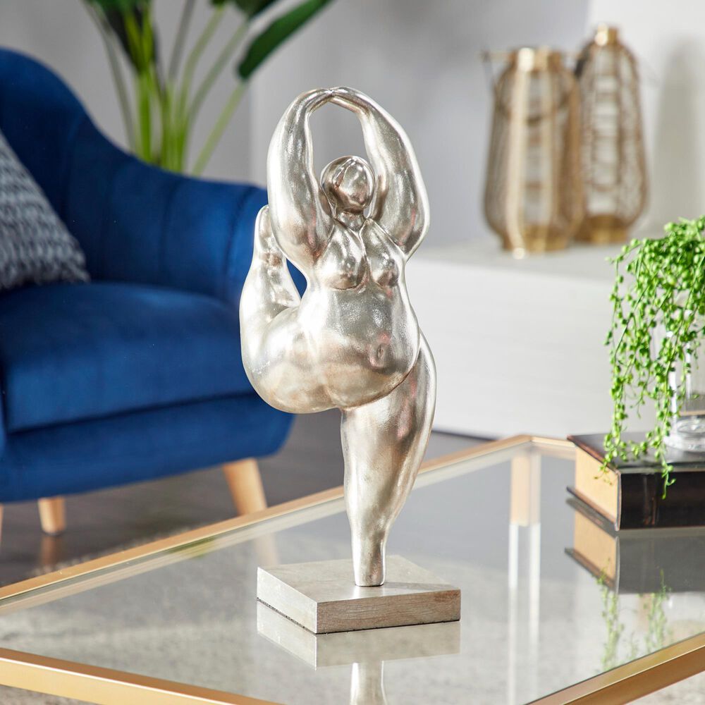 Maple and Jade 20&quot; x 7&quot; Dancing Women Sculpture in Silver, , large