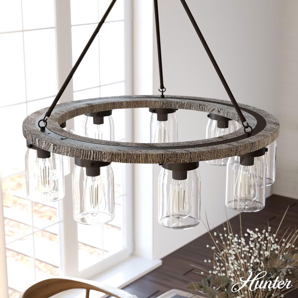 Hunter Devon Park 9-Light Chandelier in Onyx Bengal and Barnwood, , large
