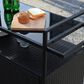 Hearth and Haven Patio Bar Cart with Glass Top and Storage Cabinet in Black, , large