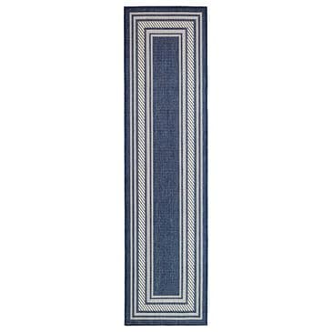 Nourison Horizon HOZ03 Navy 2" x 6" Indoor/Outdoor Runner, , large
