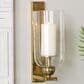 Maple and Jade 16" Single Indoor/Outdoor Wall Mount Candle Holder in Polished Gold and Clear, , large