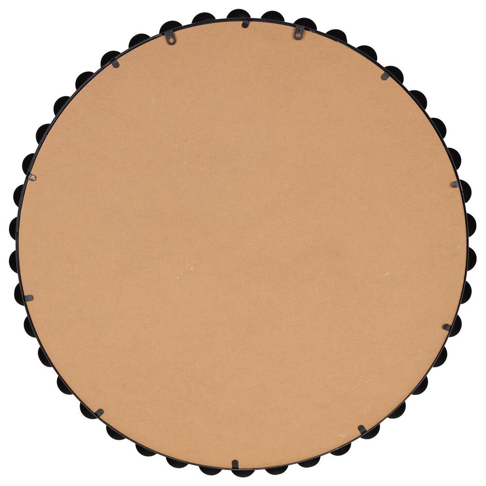 Maple and Jade 36&quot; Round Metal Wall Mirror with Beaded Detailing in Dark Gray, , large