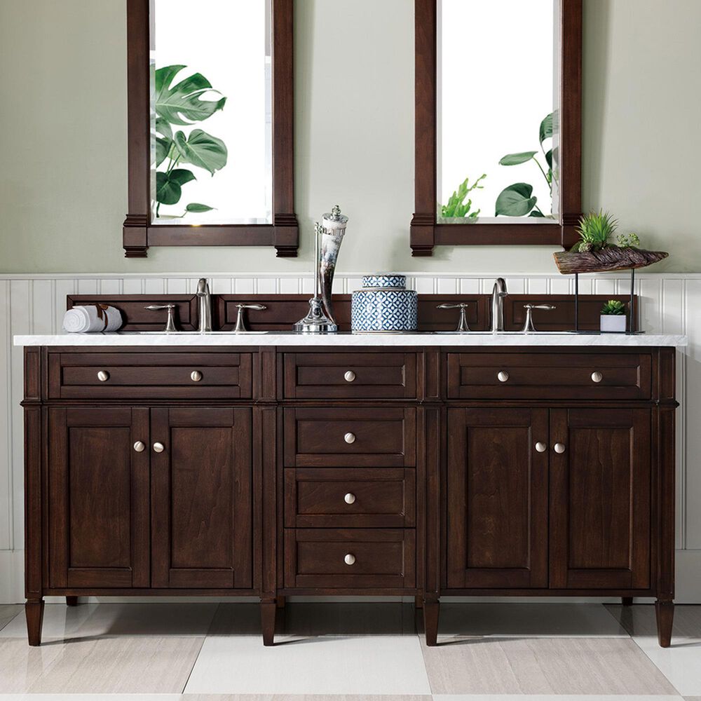 James Martin Brittany 72" Double Bathroom Vanity in Burnished Mahogany ...