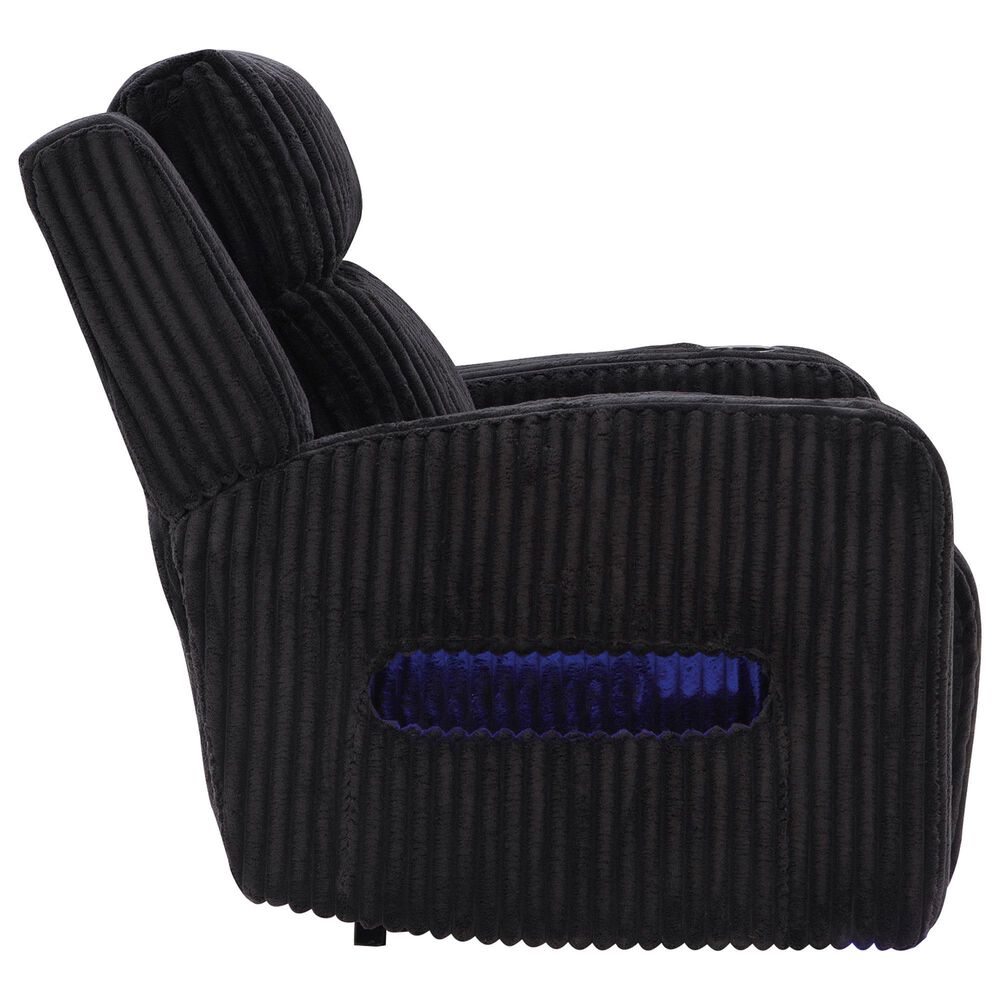 Ashley Forest Lake Power Recliner with Adjustable Headrest in Black Velvet, , large