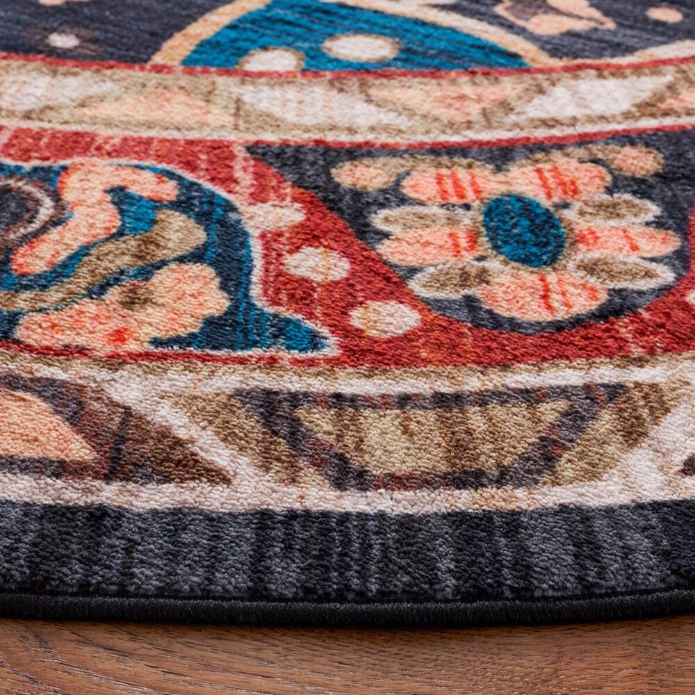 Safavieh Riviera 6&#39;7&quot; Round Red and Navy Area Rug, , large