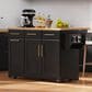 HOMLUX 59.3"" Kitchen Island with Trash Can Storage in Black and Natural, , large