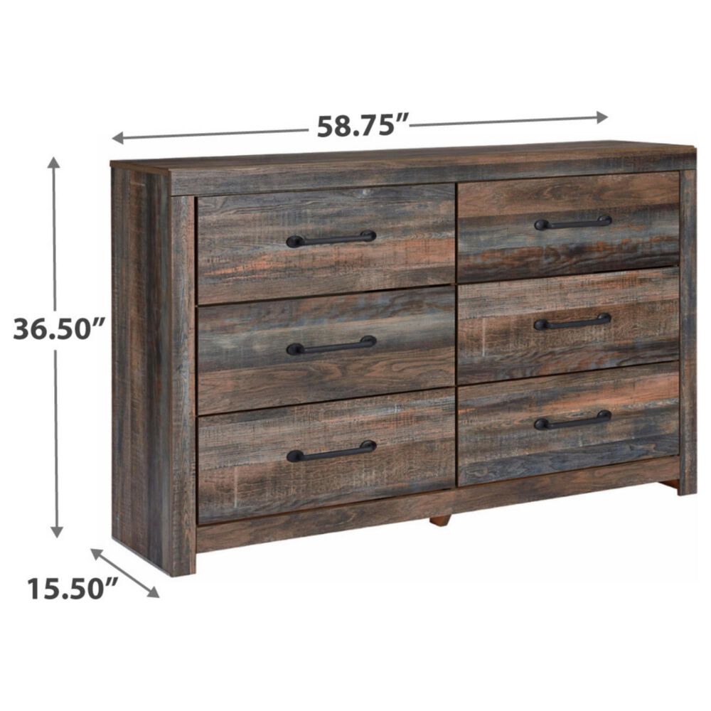 Ashley Drystan Youth 6 Drawer Dresser in Rustic Brown, , large