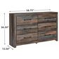Ashley Drystan Youth 6 Drawer Dresser in Rustic Brown, , large
