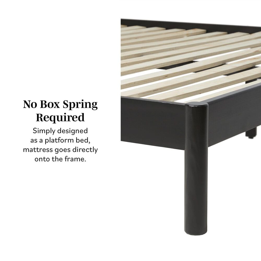 Walker Edison Neru King Platform Bed with Curved Rattan Headboard in Black, , large