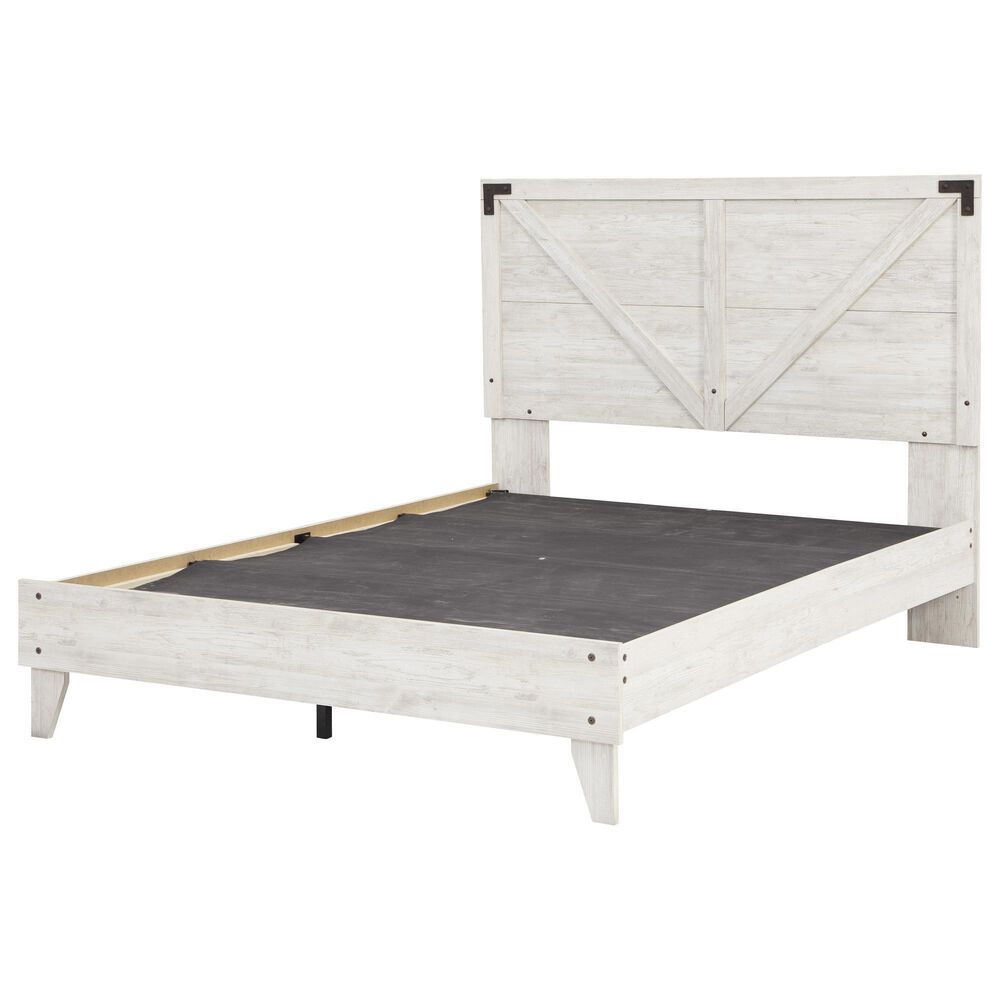Ashley Shawburn Queen Platform Bed in White and Dark Charcoal Gray, , large