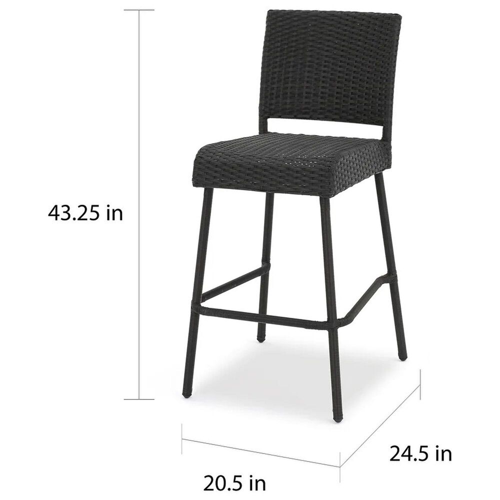 Hearth and Haven Outdoor Rattan Armless Barstool in Dark Brown (Set of 2), , large