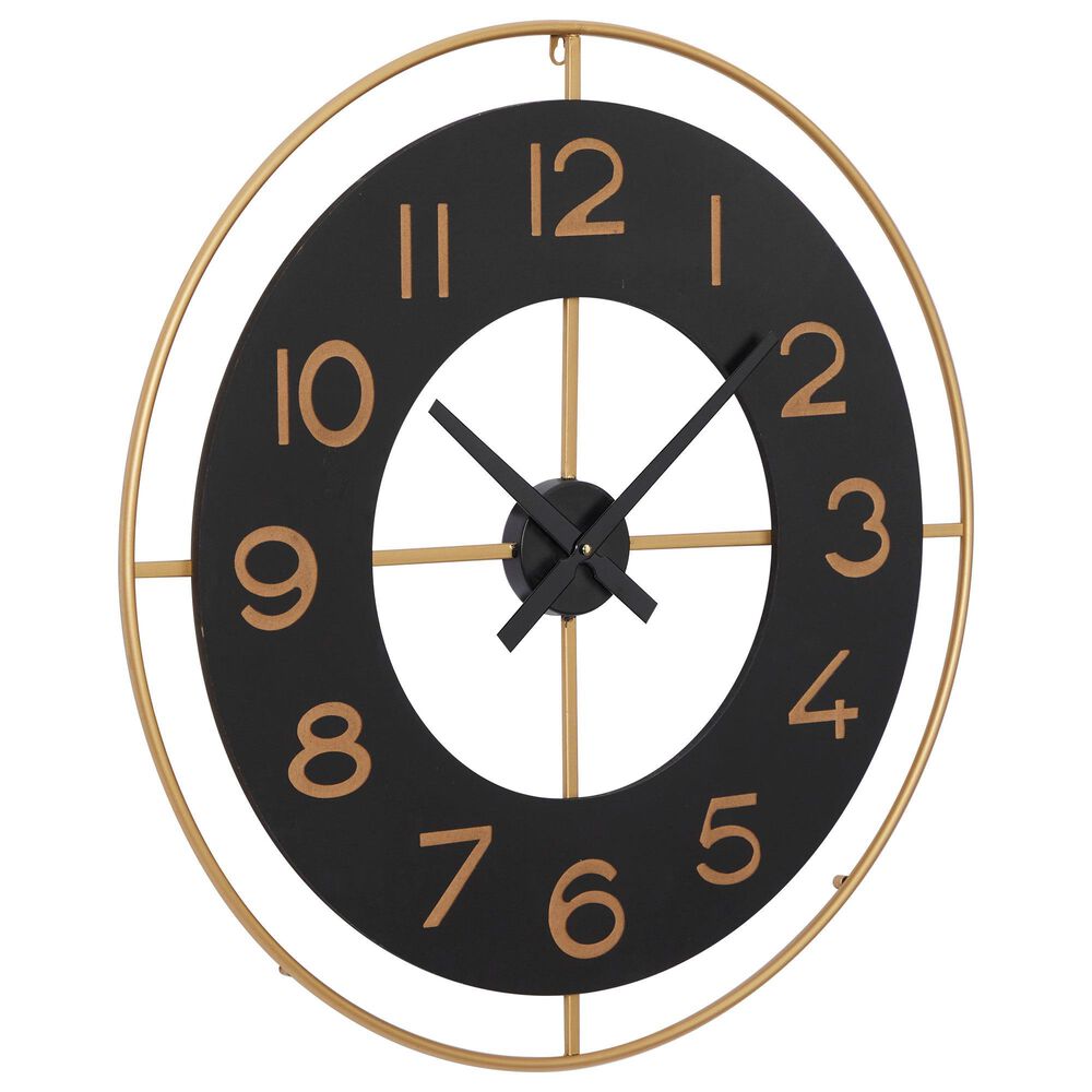 Maple and Jade 27.5" Wall Clock in Black and Gold, , large