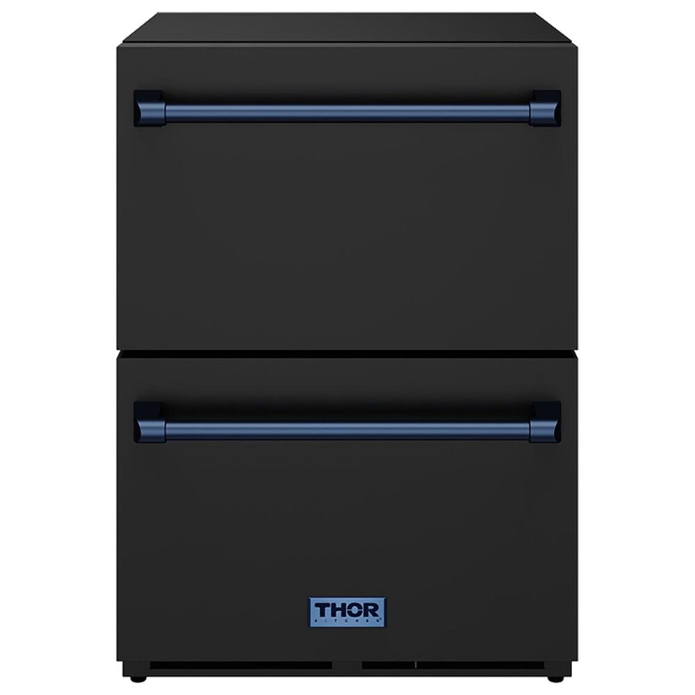 Thor Kitchen Gordon Ramsay 5.4 Cu. Ft. Undercounter Drawer Freezer with Blue Handle Kit in Black, , large