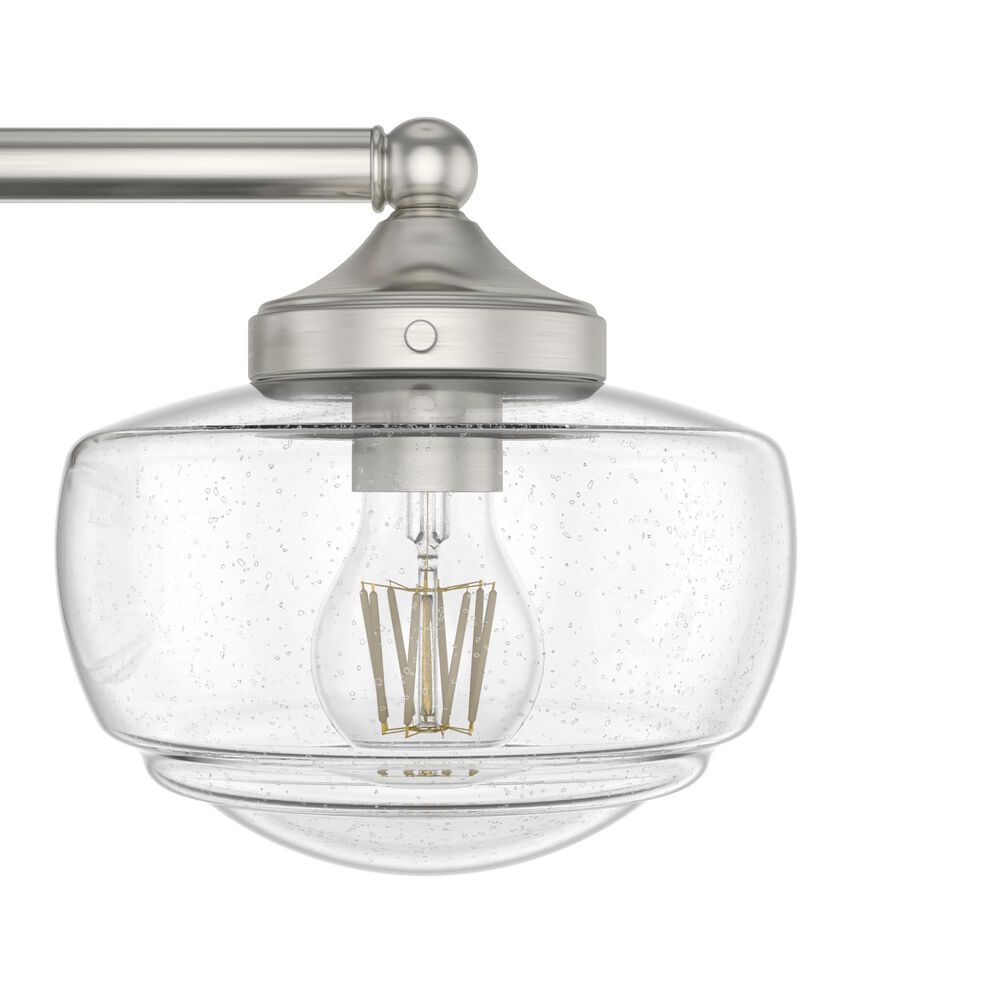 Hunter Saddle Creek 3-Light Vanity with Clear Seeded Shade in Brushed Nickel, , large