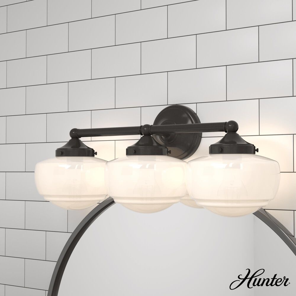 Hunter Saddle Creek 3-Light Vanity with White Shade in Noble Bronze, , large