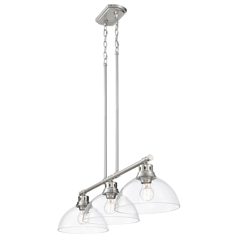 Golden Lighting Duncan 3-Light Pendant with Clear Shade in Pewter, , large