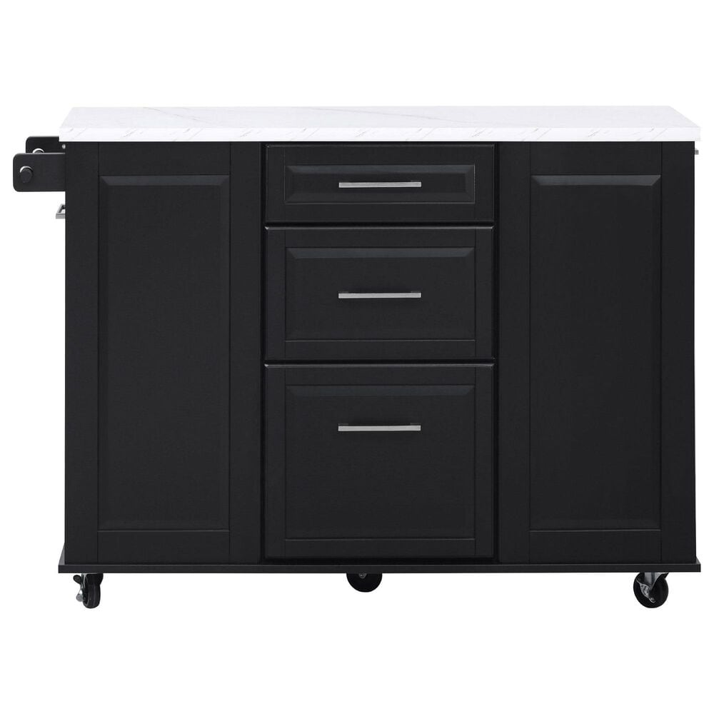 HOMLUX 51" Kitchen Island with Tilt Trash Can Cabinet in Black, , large