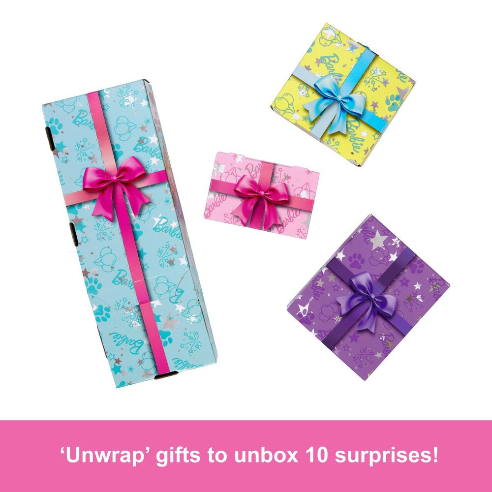 Barbie Party Unboxed Pet Birthday Series - Birthday Bows Doll Set in Pink, Silver and White, , large