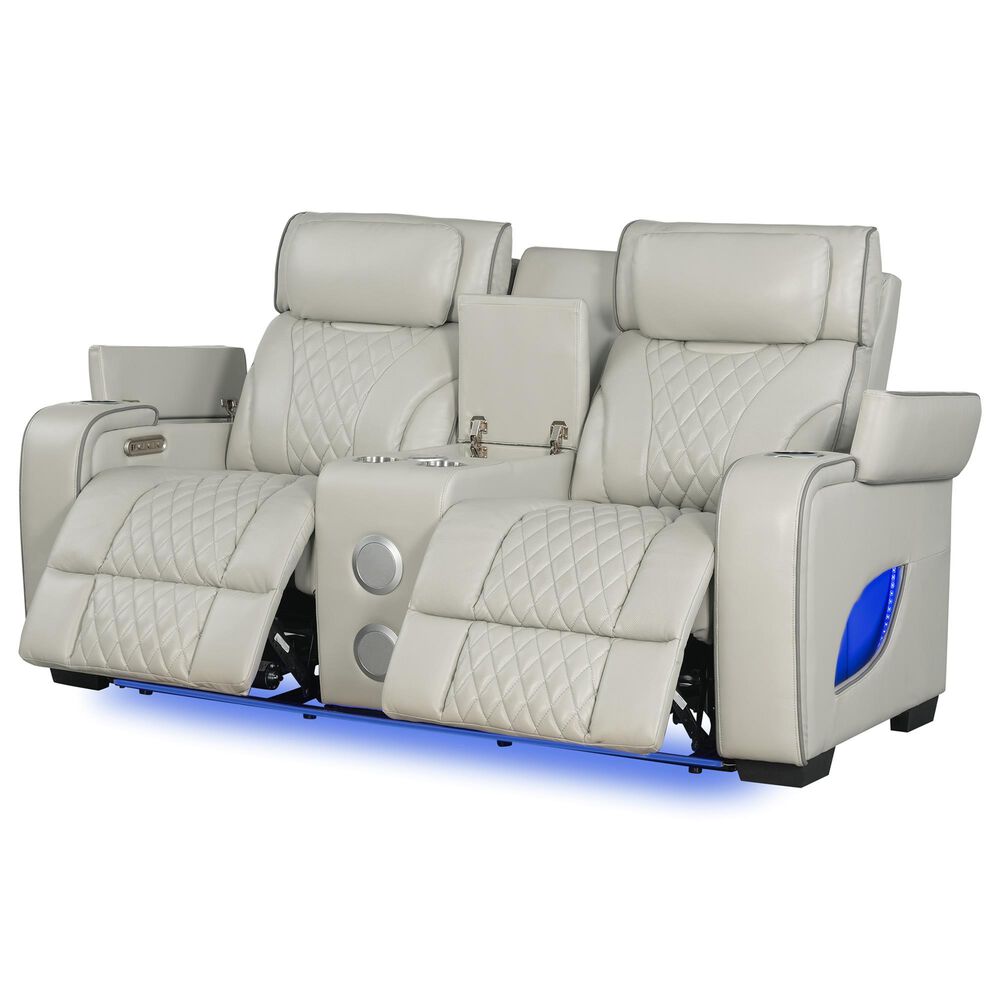 Titanic Furniture All Star Power Reclining Loveseat with Power Headrest in Gray, , large