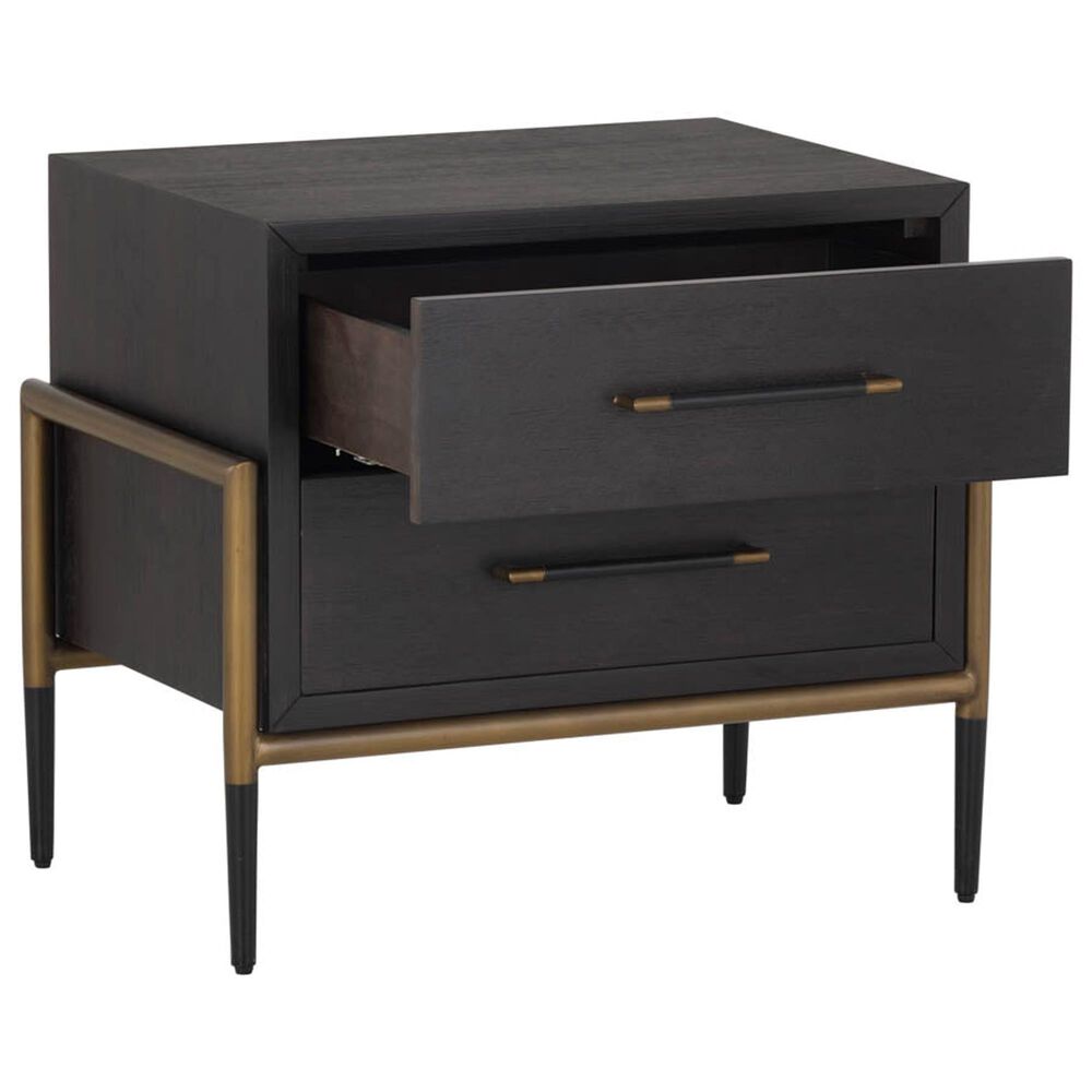 37B Weldrick 2-Drawer Nightstand in Black and Antique Brass, , large