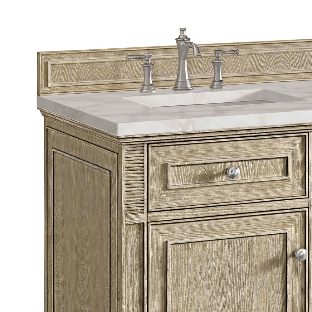James Martin Vanities Lorelai 60&quot; Double Vanity in Whitewashed Oak with 3 cm Victorian Silver Quartz Top, , large